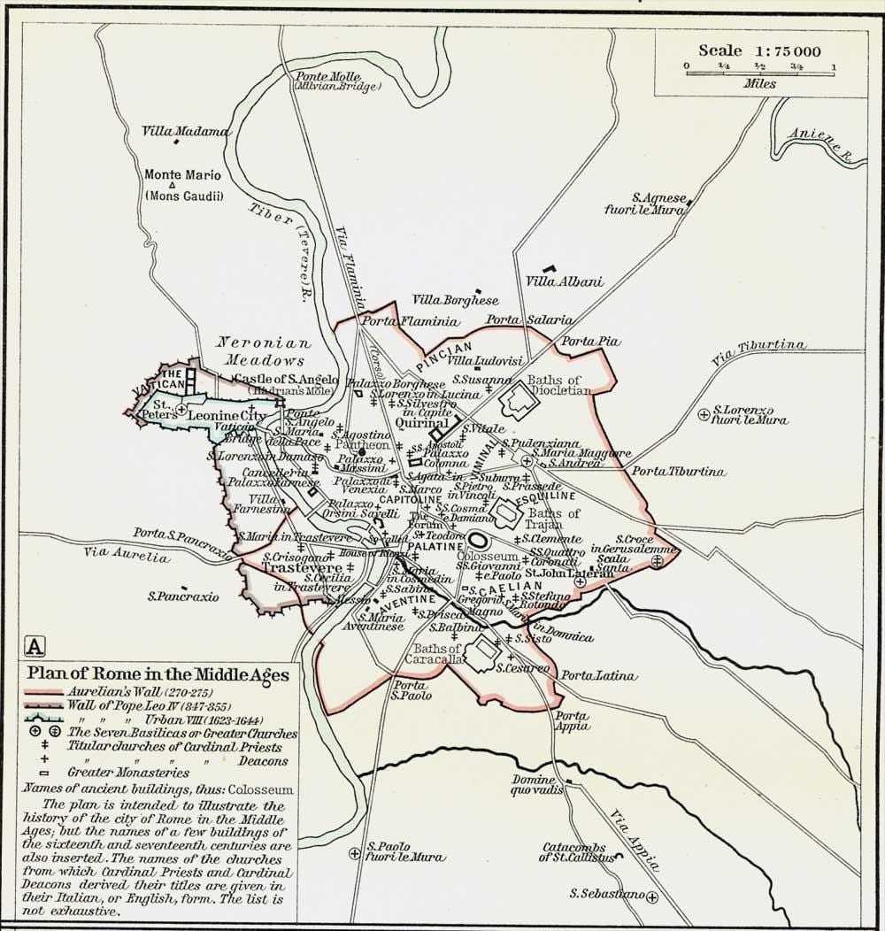 Mapa średniowieczny Rzym