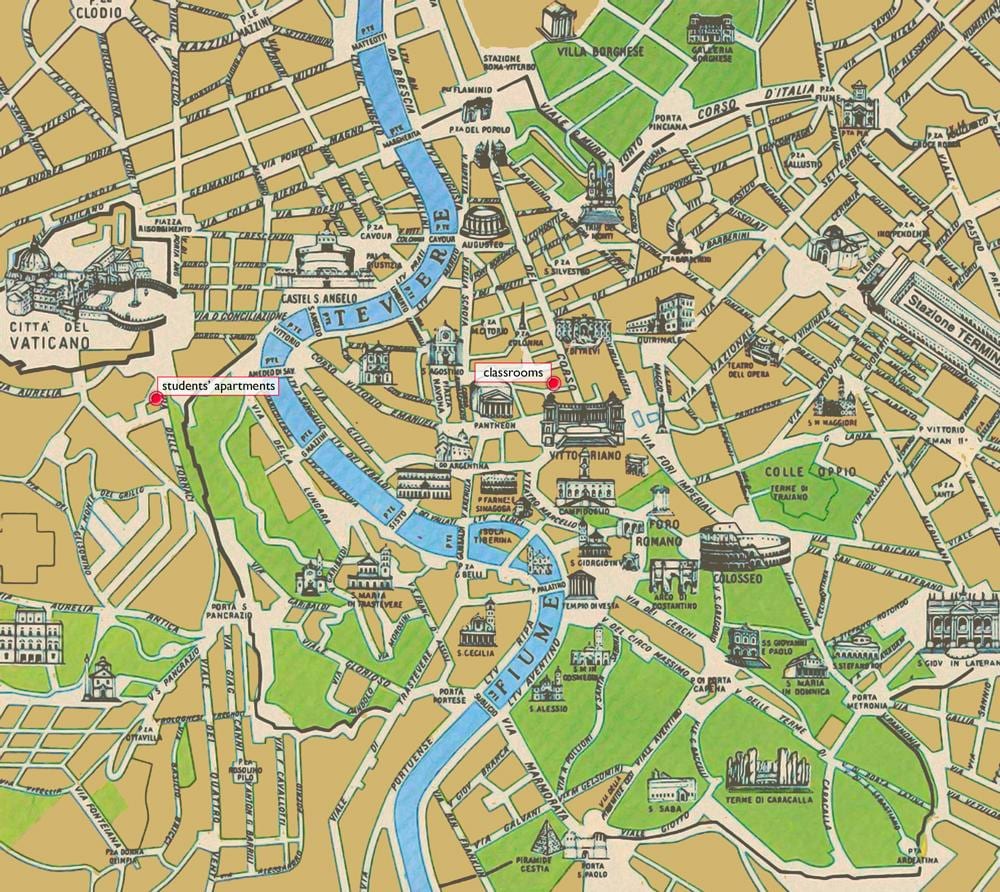 Mapa historyczne centrum Rzymu 