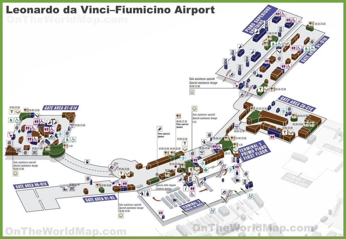 Leonardo da Vinci lotnisko Fiumicino mapie
