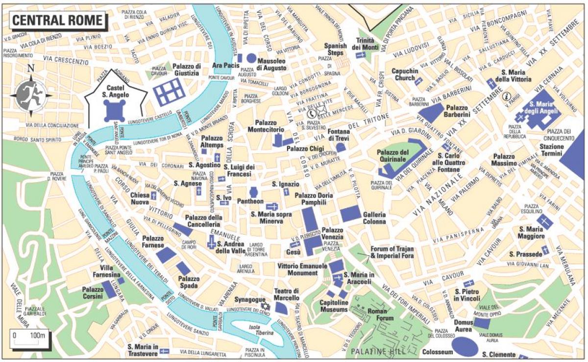 mapa centrum Rzymu, Włochy