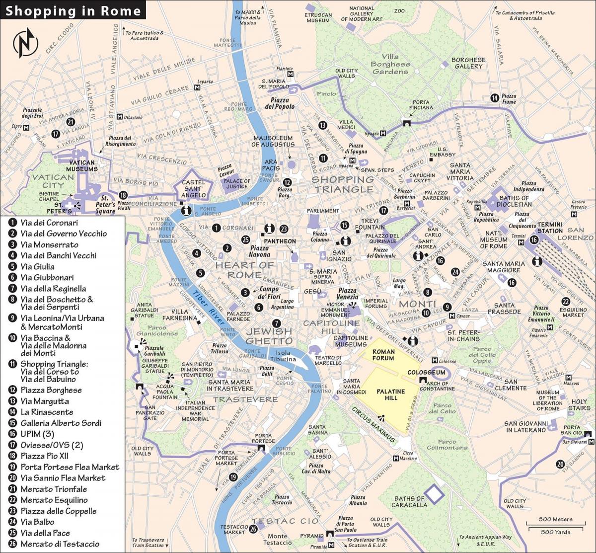 Mapa Rzymu-sklepy