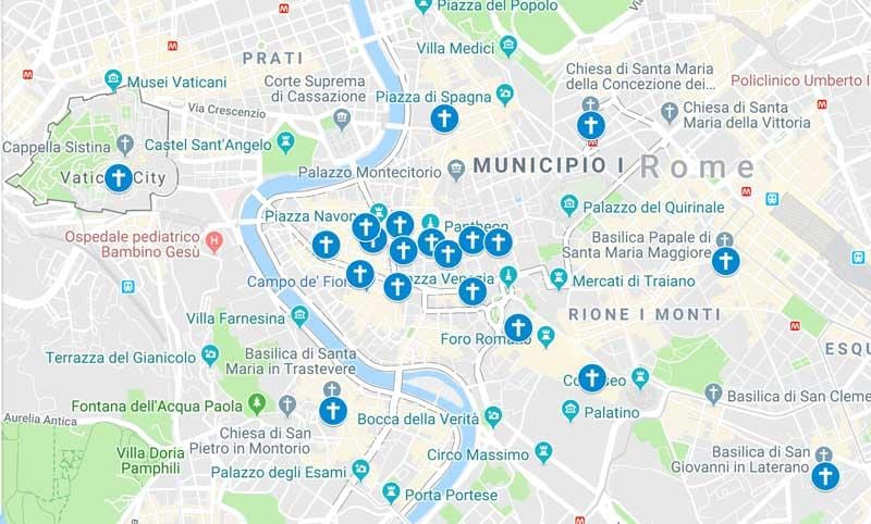 Mapa Rzymu kościoła