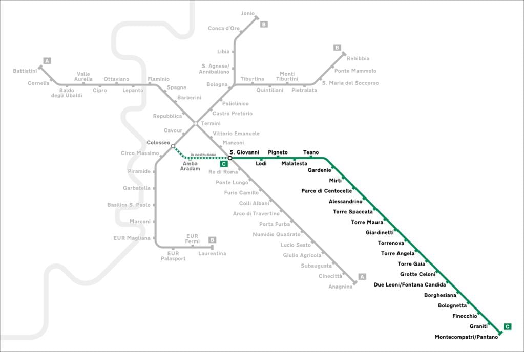 Mapa Rzymu metra c