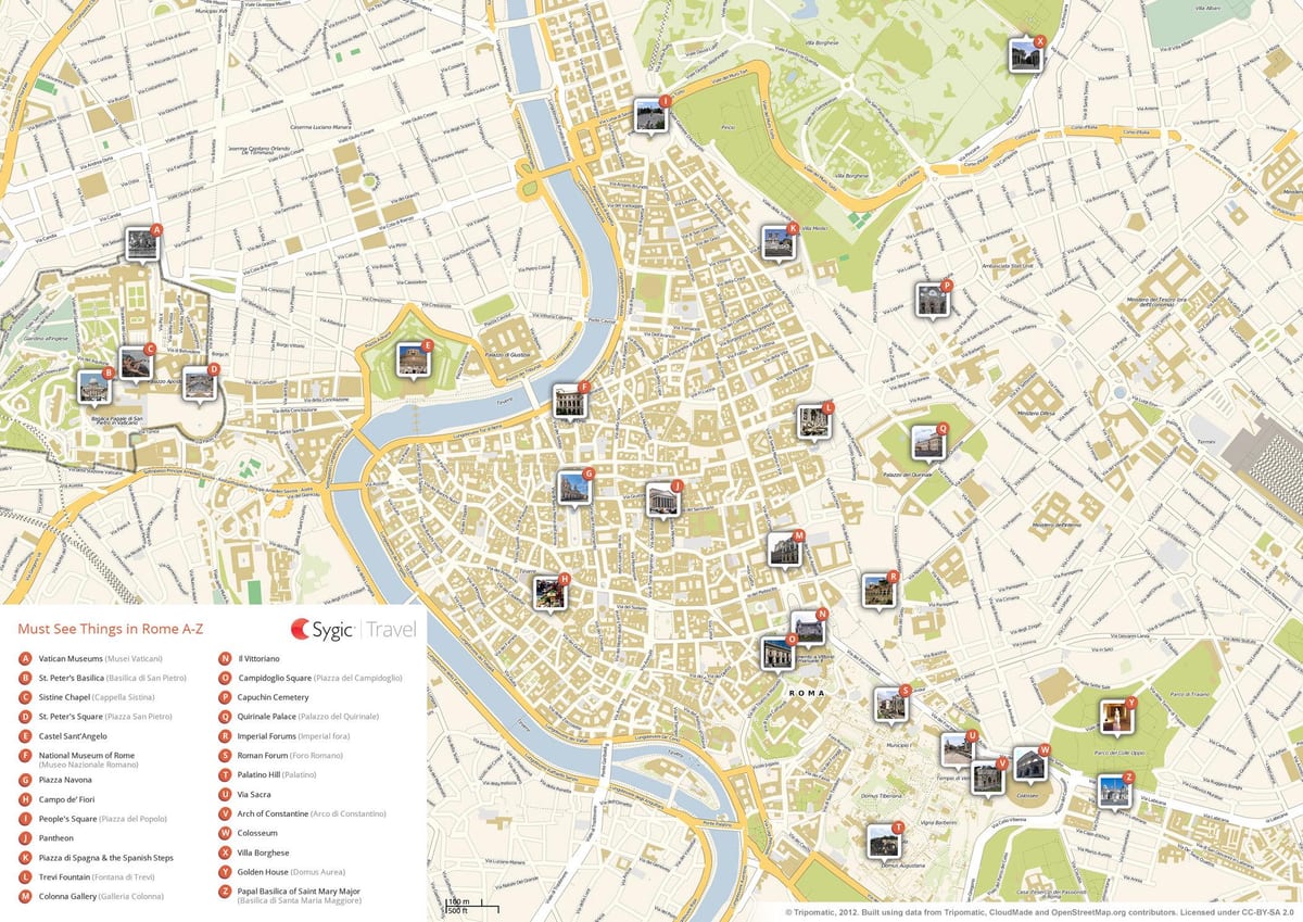 Mapa Rzymu pomniki