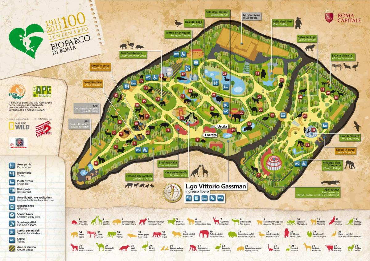 Mapa Rzymu zoo 
