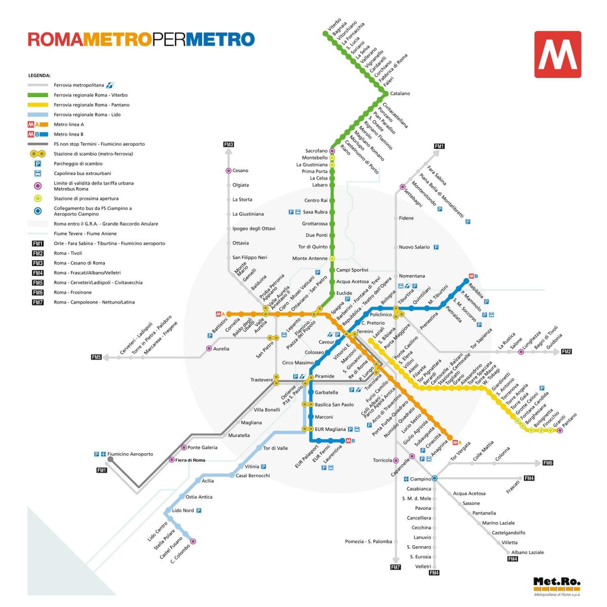 Mapa metra w Rzymie 