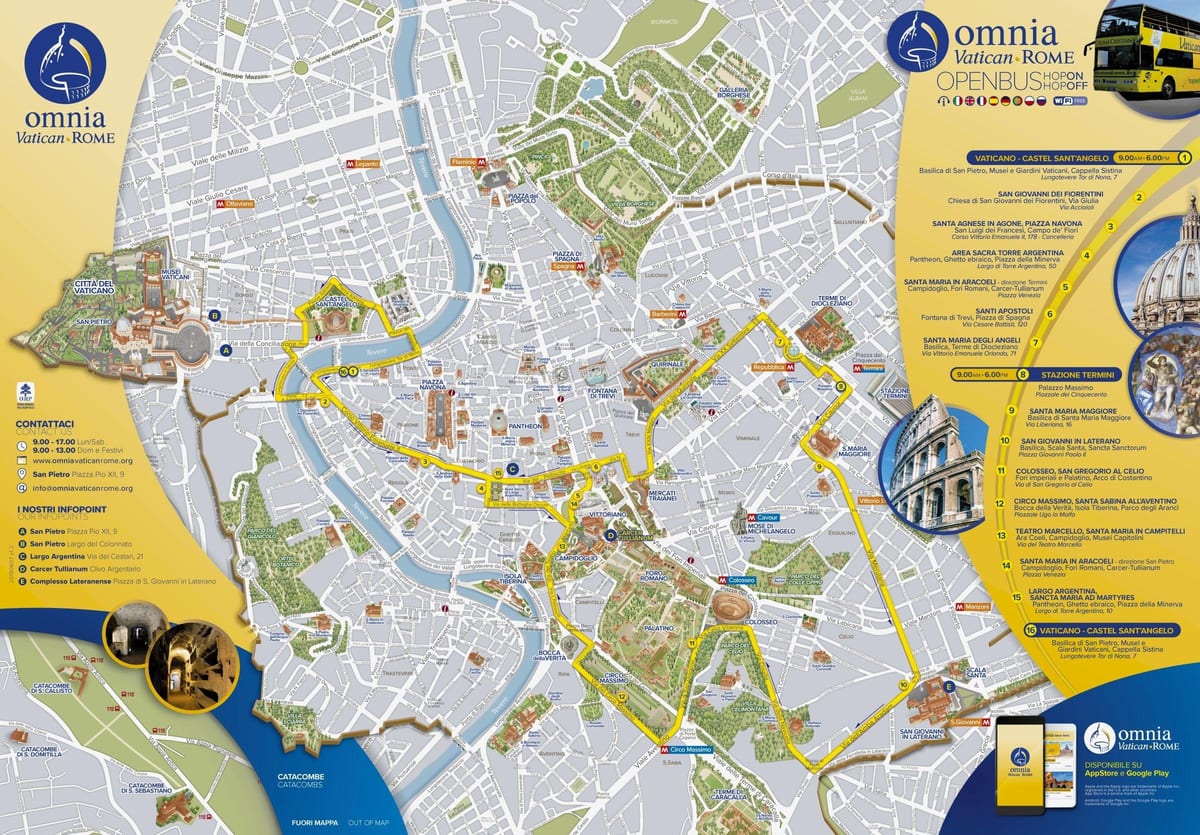 Mapa Rzymu otworzyć tour bus trasa