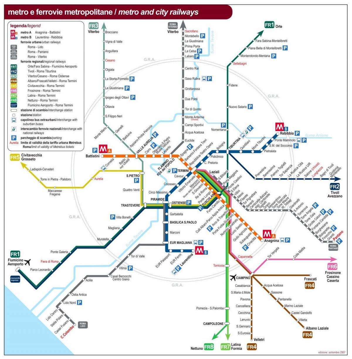 Roma transportu publicznego mapie
