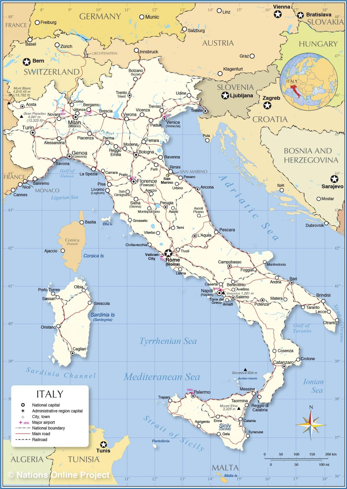 Rzym i Włochy na mapie
