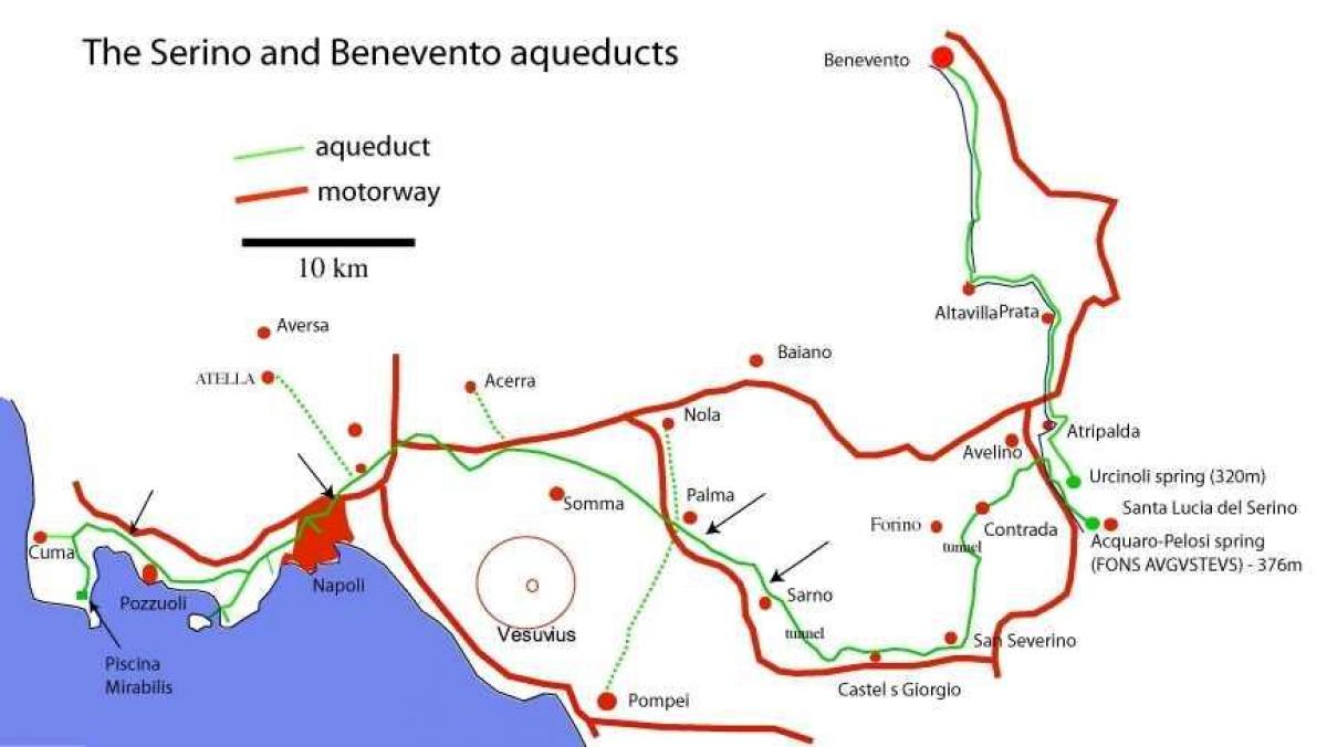 Mapę rzymskich akweduktów 