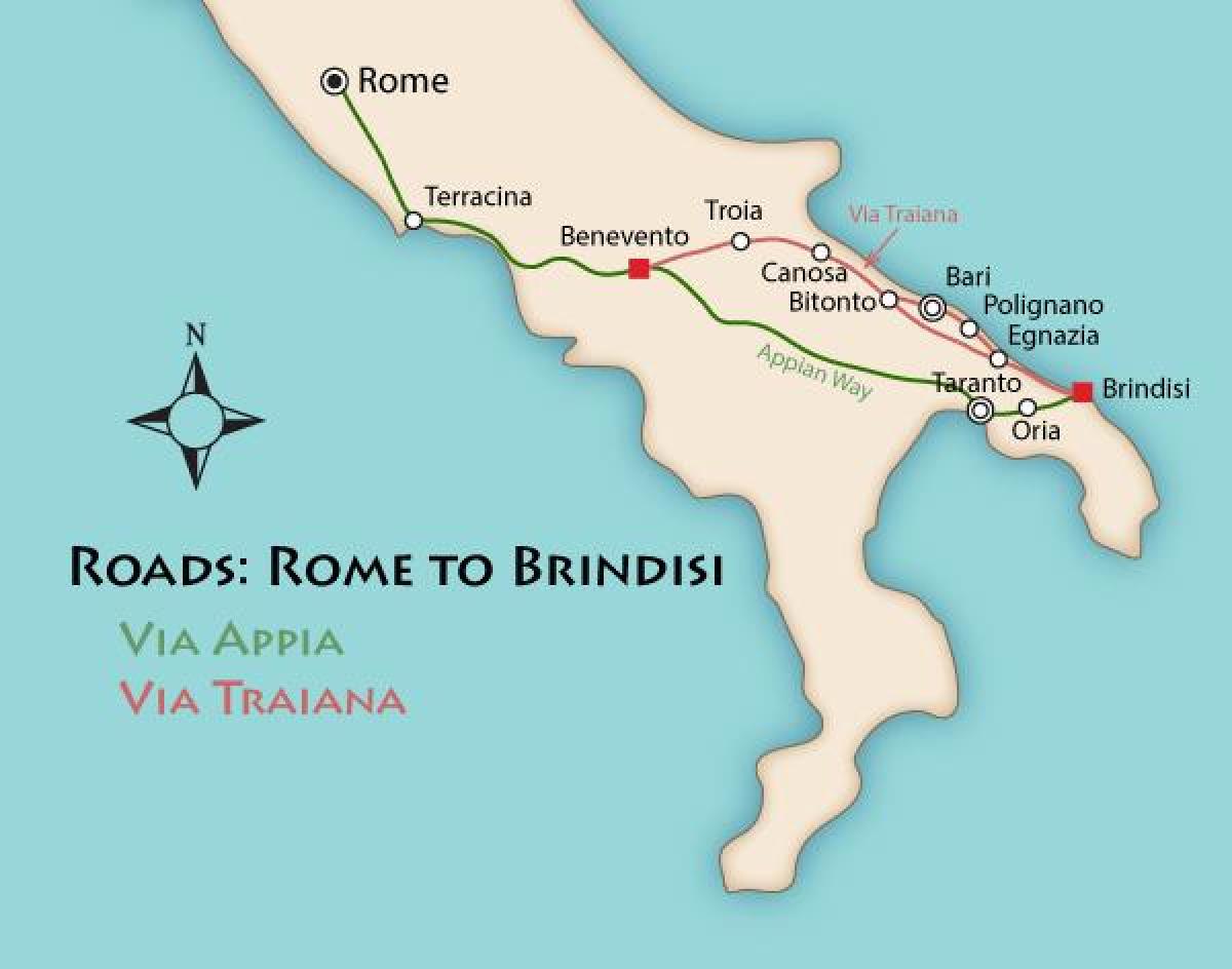Via appia we Włoszech mapa