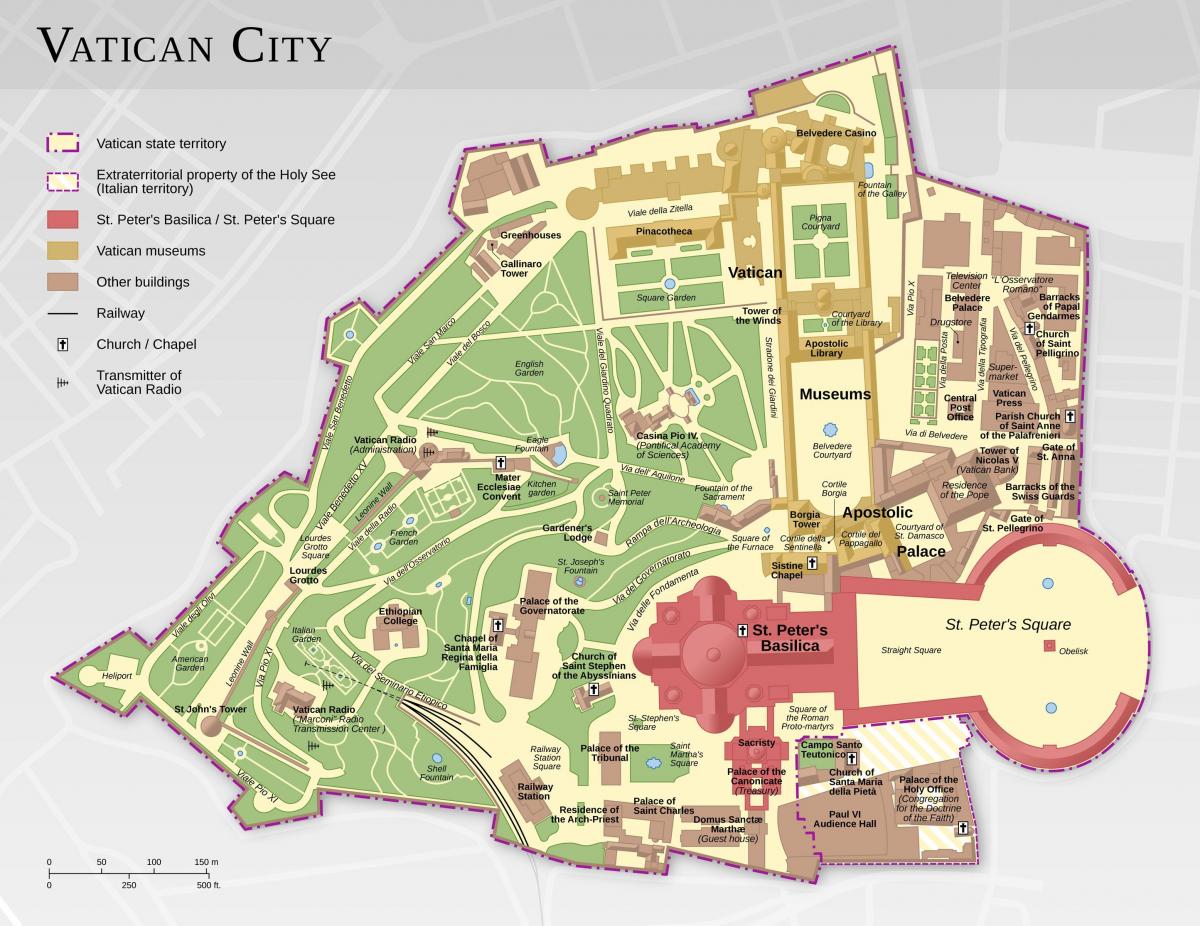 miejski turystyczny Watykanu mapie