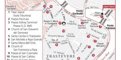 Dzielnica Trastevere w Rzymie na mapie
