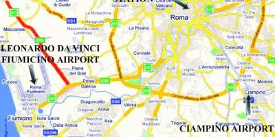 Mapa Rzymu pokazuje lotnisk