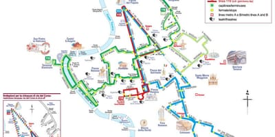 Mapa Rzymu elektryczny autobus 
