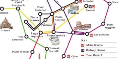 Mapa Rzymu trasy autobusu 116 