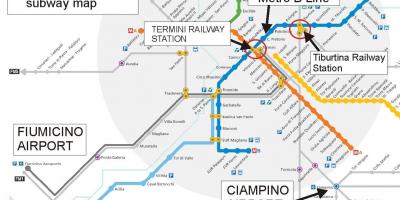 Mapa Rzymu z lotniska i dworca kolejowego
